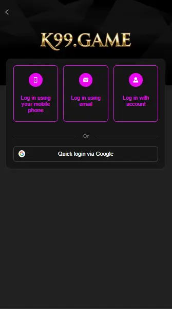 k99 game application has a easy login and registration process.