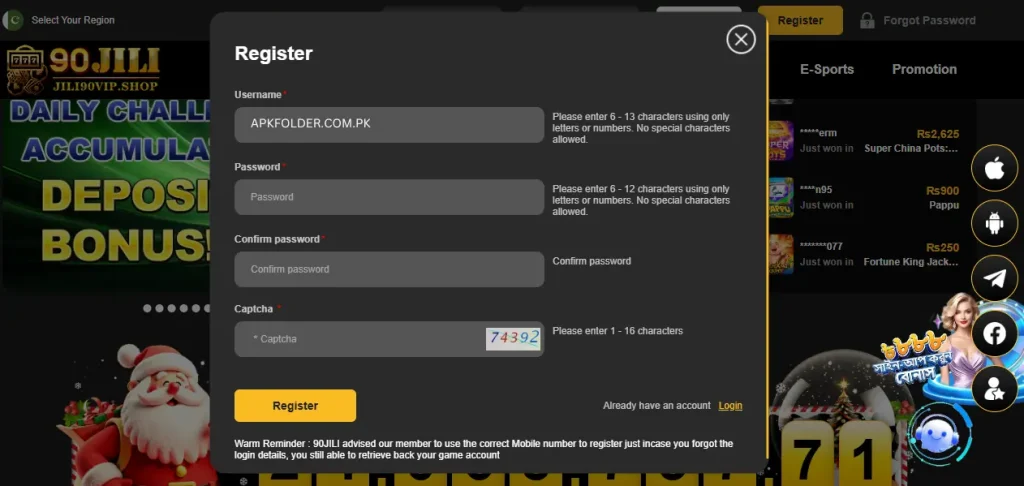 90JILI GAME APK HAS A EASY REGISTRATION METHOD